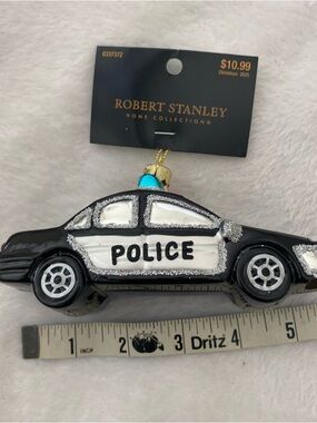 Robert Stanley Black & White Police Car Holiday Ornament